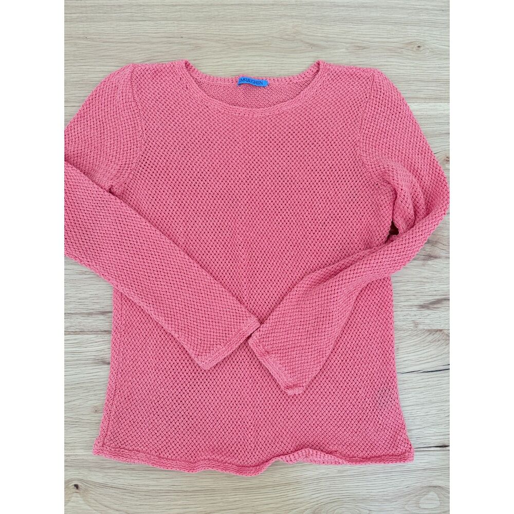 J. McLaughlin Linen Cotton Coral Open Knit Sweater